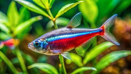 Diamond Neon Tetra Aquarium Fish, Planted Tank, Vivid Colors, Aquatic Life, Underwater Scene,  Bright Neon Fish, Tropical Fish, Aquarium Background,  Fishkeeping Hobby, Freshwater Fish