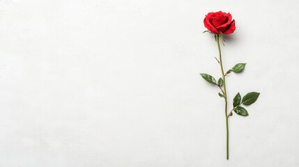 Fototapeta premium Captivating single red rose on white background elegance in bloom