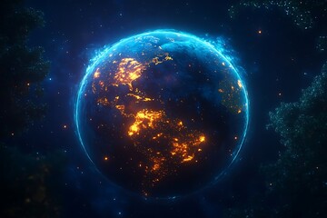 Obraz premium Illuminated Earth from Space North America at Night