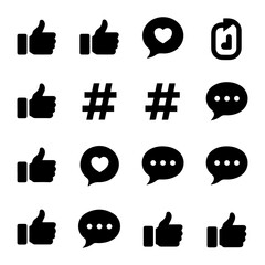 Comprehensive Collection of Social Media Icons | set of various social media icons, including Facebook, Twitter, Instagram, hashtags, and more