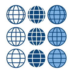 Earth Globe Line Vector Illustration