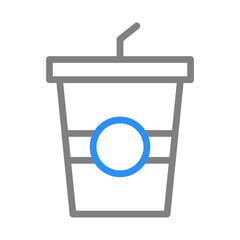Disposable cup with straw icon. Concept of takeaway, drink, and refreshment.
