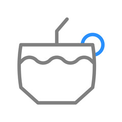 Cocktail drink icon with straw and lime. Concept of refreshment, beverage, and summer.