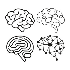 Human Brain Line Vector Illustration