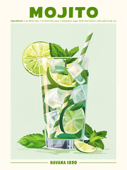 Mojito Cocktail Poster Havana 1890
