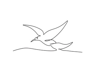 Obraz premium One continuous line drawing of flying bird