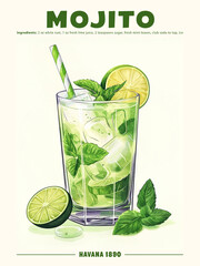 Mojito Cocktail Poster Havana 1890