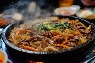 Stir fried beef with cellophane noodles Japchae