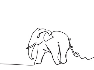 Elephant line art design. Elephant wildlife decorative design element.