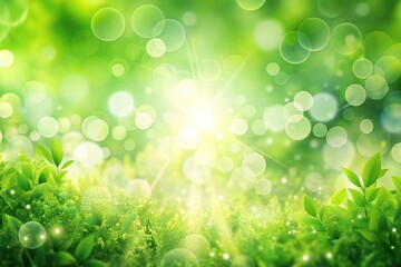 Obraz premium Soft and blurry green leaf background with reflections