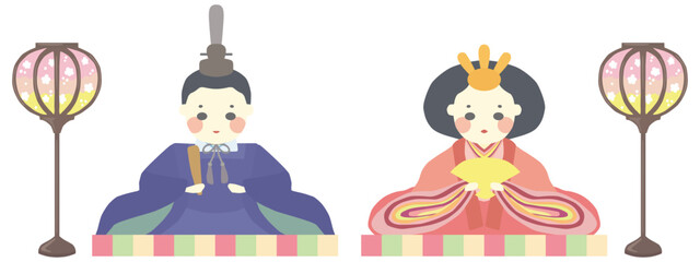 雛人形のイラスト お内裏様とお雛様 ベクター素材
