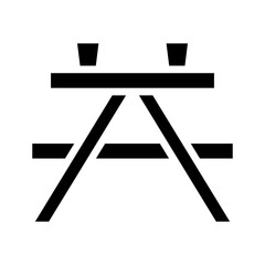 Picnic table abstract icon. Concept of outdoor, leisure, and recreation.