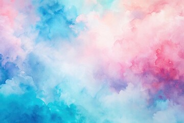 Fototapeta premium Soft blue and pink abstract watercolor background with a wide-angle view