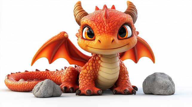 Cute baby dragon cartoon style