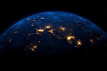 Fototapeta premium Glowing Earth Globe at Night from Space
