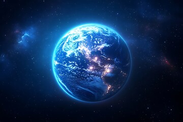 Fototapeta premium Blue Earth at Night from Space