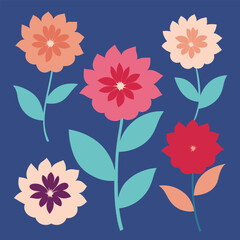 Big Selection of Various Flowers Isolated on White Background