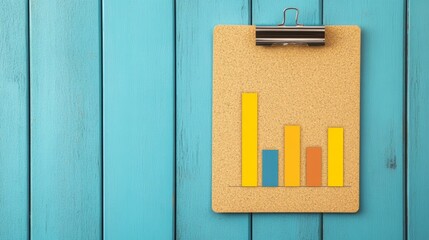 Clipboard with bar graph, data analysis, reporting, and business performance visualization