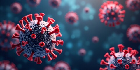 Viruses Microscopic View as background, banner or template design with copy space.