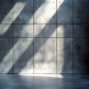 Futuristic Concrete Wall with Light and Shadow Effects