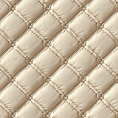 Close-up of beige quilted leather texture with a diamond pattern for background and design inspiration.