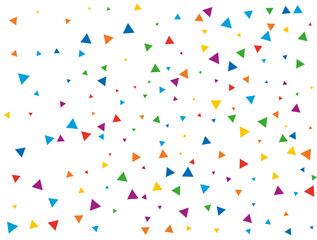 Rainbow Triangular Confetti. Confetti celebration, Falling rainbow abstract decoration for party, birthday celebrate, anniversary or event, festive. Festival decor. Vector illustration.