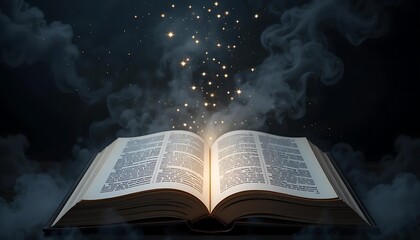 Open Book: Mystical Glow and Smoky Enchantment