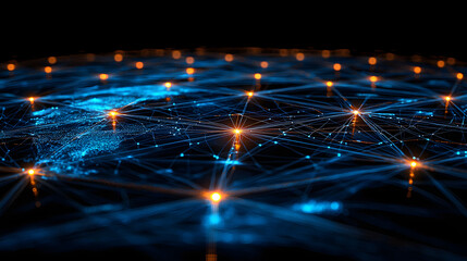 Global Network with Glowing Connections Across Earth