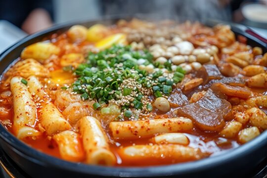 Street food market in Nampo dong Busan offers traditional Korean dishes like oden and tteokbokki for travelers