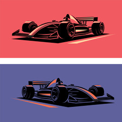 formula one bolide stylized vector symbol, outlined sketch
