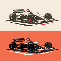 formula one bolide stylized vector symbol, outlined sketch