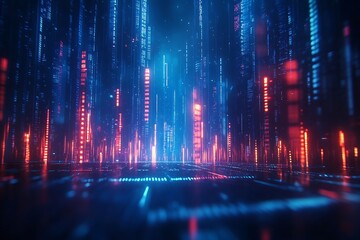 Neon Digital Cityscape Background