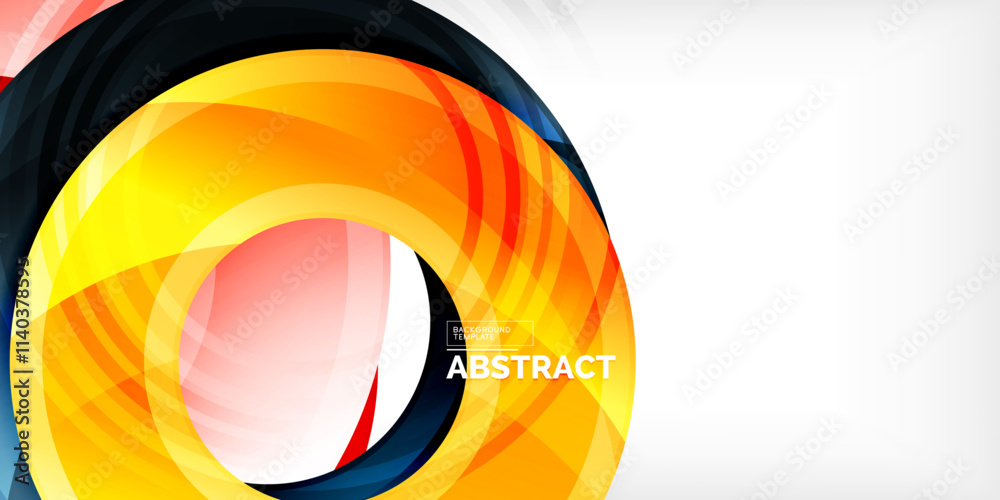 Poster bright colorful circles with light effects. abstract background