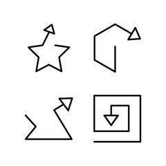 arrow icons set with different types of shapes, star, square and geometric outline