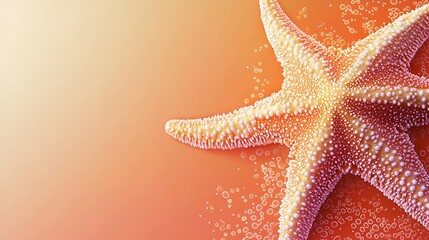 Close-up of a vibrant orange starfish with pearl-like texture in an ocean scene.