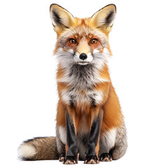 Naklejka premium A Red Fox Sitting on White Background.