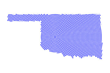 Abstract graphic Oklahoma map from pixel blue on a white background. Vector illustration.	
