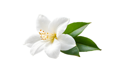 Photo of Arabian Jasmine flower, isolated on a white background, Jasmine