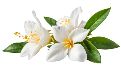 Photo of Arabian Jasmine flower, isolated on a white background, Jasmine