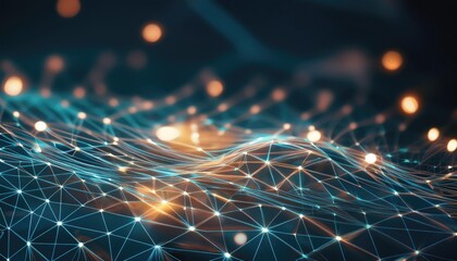 Abstract technology network with glowing nodes and lines. Modern and sophisticated 