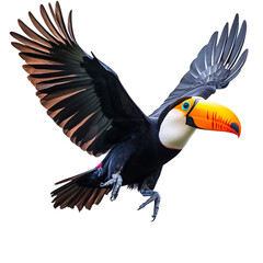 The Flight of the Vibrant Toucan: A Stunning Display of Color and Agility.
