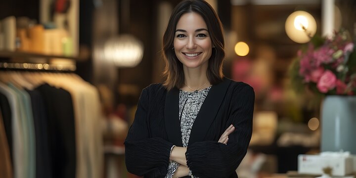 Portrait of a fashion stylist standing in a stylish boutique setting