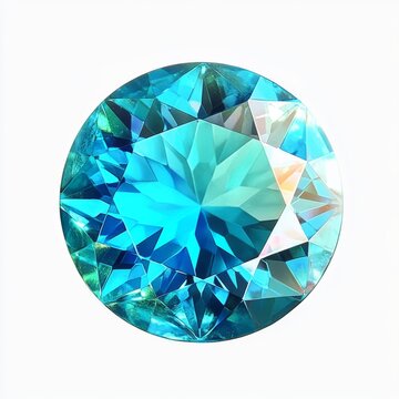 Radiant Paraiba Tourmaline Gemstone Glowing in Neon Blue on White Background