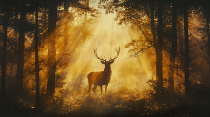 Stunning double exposure of deer silhouette forest photography nature serene intertwined imagery