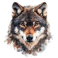 Fototapeta premium A Watercolor Painting of a Wolf's Head Against