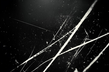 An abstract composition of fine white lines and strands against a deep black backdrop, creating a sense of depth and mystery.