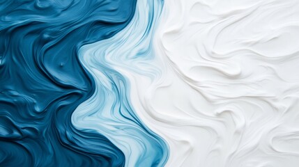 Obraz premium Mesmerizing Abstract Waves Merging in Soothing Blue and White Tones