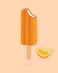 orange ice cream vector, orange slice vector, ice cream drawing, orange popsicle illustration vector