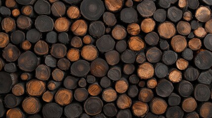 Textured wooden log arrangement for rustic decor