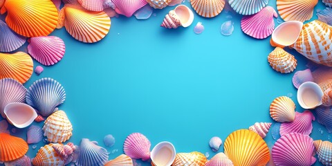 Brightly colored seashell banner featuring vibrant hues and spacious design perfect for summer events